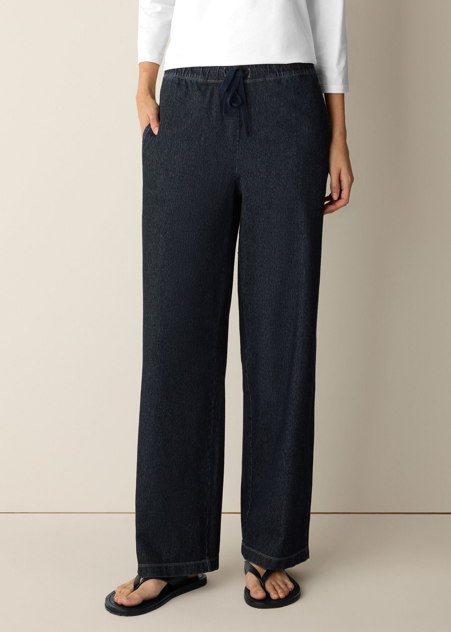 Eileen Fisher - Cotton Indigo Knit Denim Full-Length Straight Pant