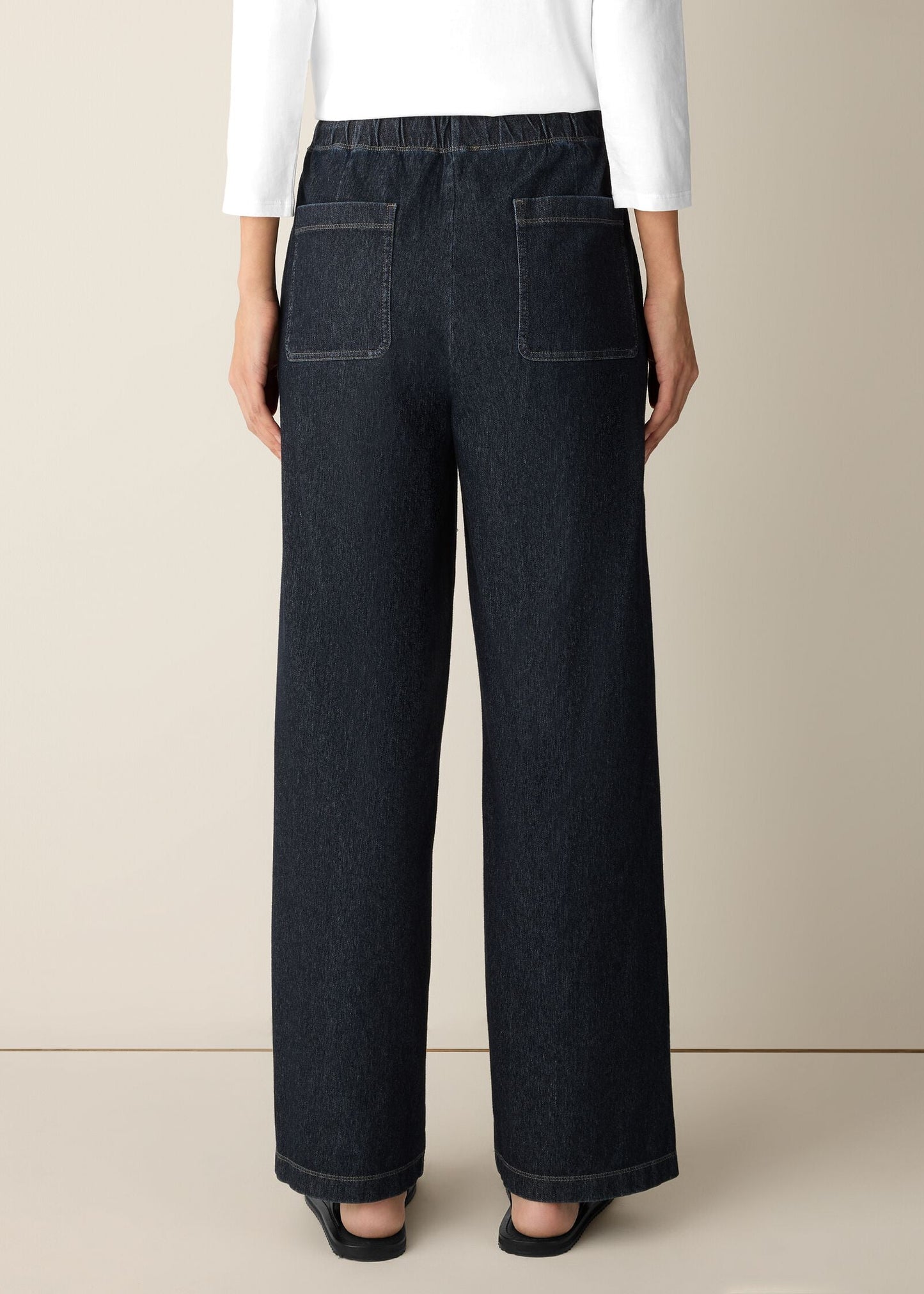 Eileen Fisher - Cotton Indigo Knit Denim Full-Length Straight Pant