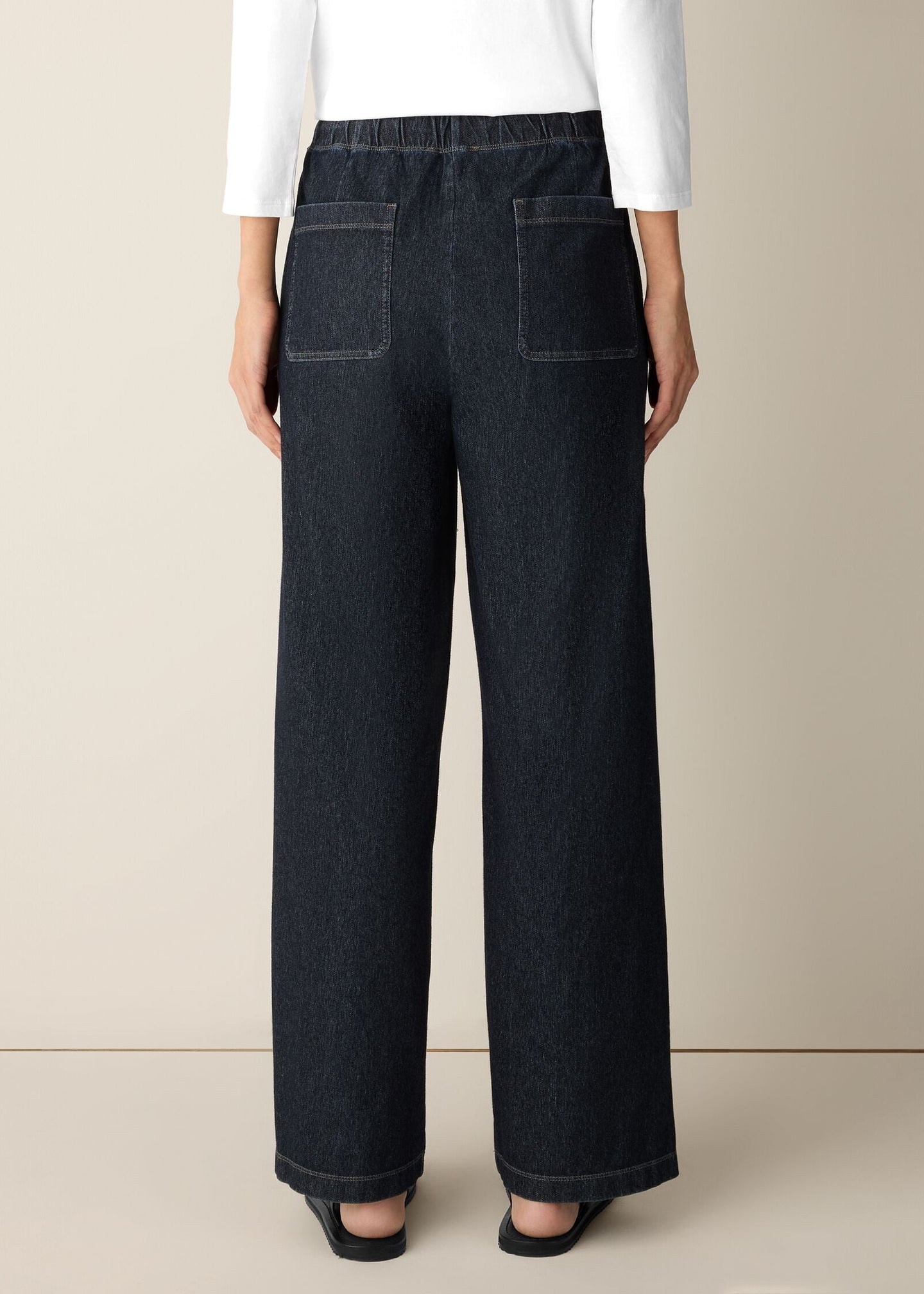 Eileen Fisher - Cotton Indigo Knit Denim Full-Length Straight Pant