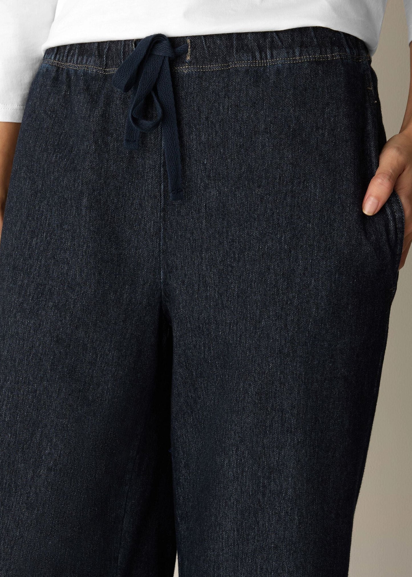 Eileen Fisher - Cotton Indigo Knit Denim Full-Length Straight Pant