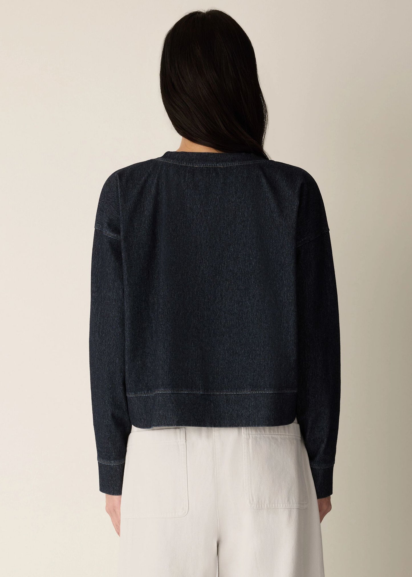 Eileen Fisher - Cotton Indigo Knit Denim Crew Neck Top