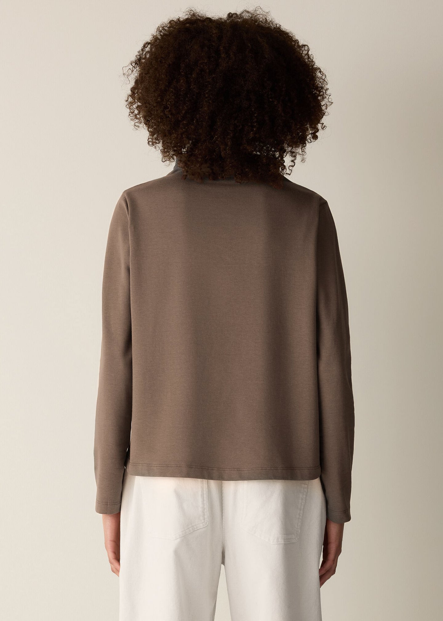 Eileen Fisher - Cozy Brushed Terry Hug Funnel Neck Long Sleeve Top
