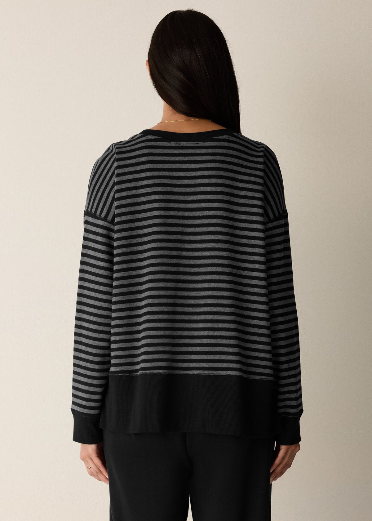 Eileen Fisher - Striped Cozy Brushed Terry Box-Top