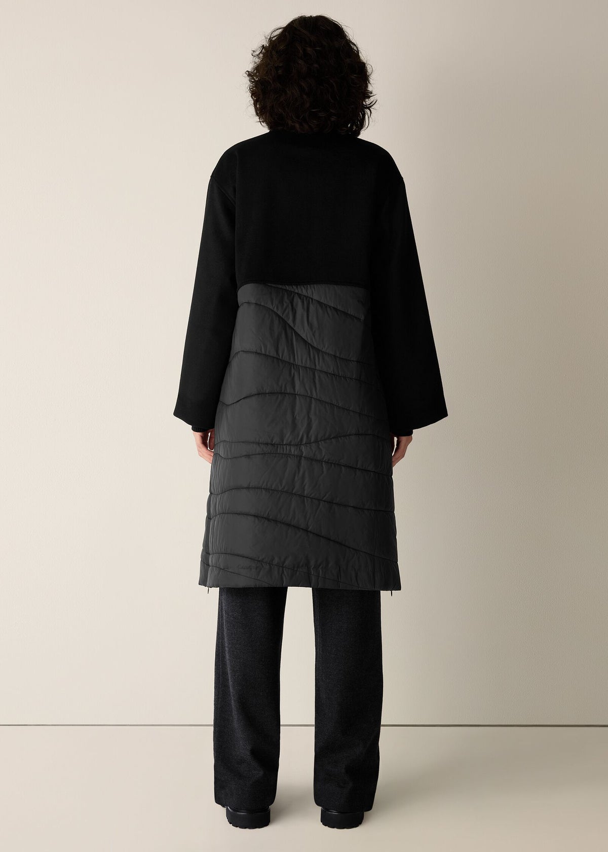 Eileen Fisher - Eggshell Recycled Nylon Stand Collar Coat