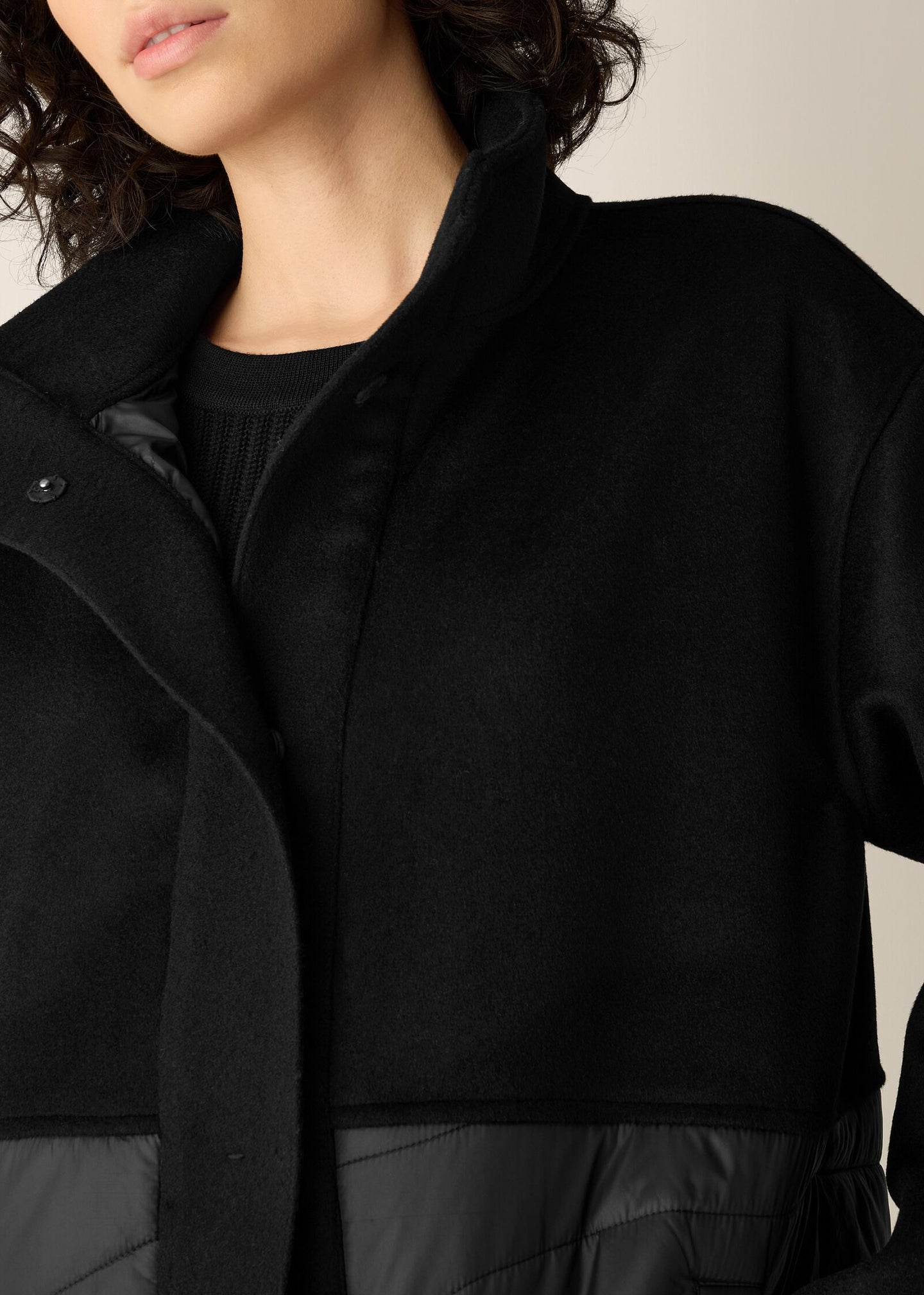 Eileen Fisher - Eggshell Recycled Nylon Stand Collar Coat