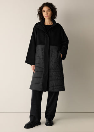 Eileen Fisher - Eggshell Recycled Nylon Stand Collar Coat
