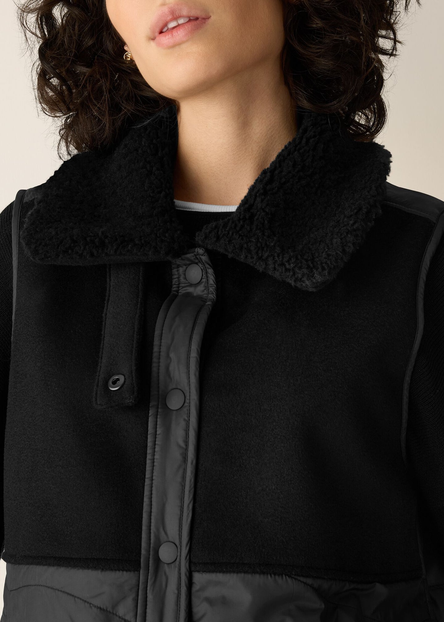 Eileen Fisher - Eggshell Recycled Nylon Classic Collar Vest