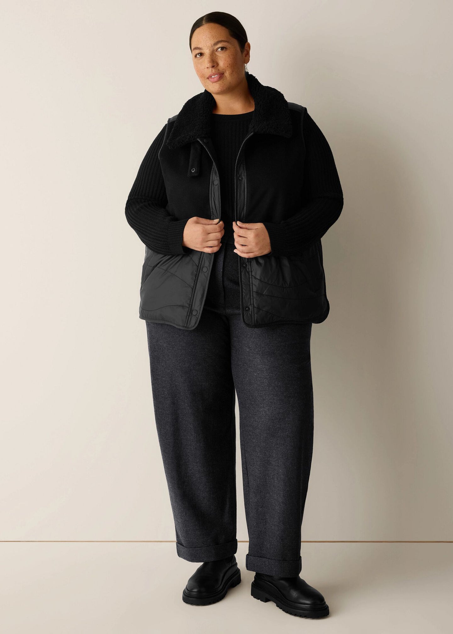 Eileen Fisher - Eggshell Recycled Nylon Classic Collar Vest