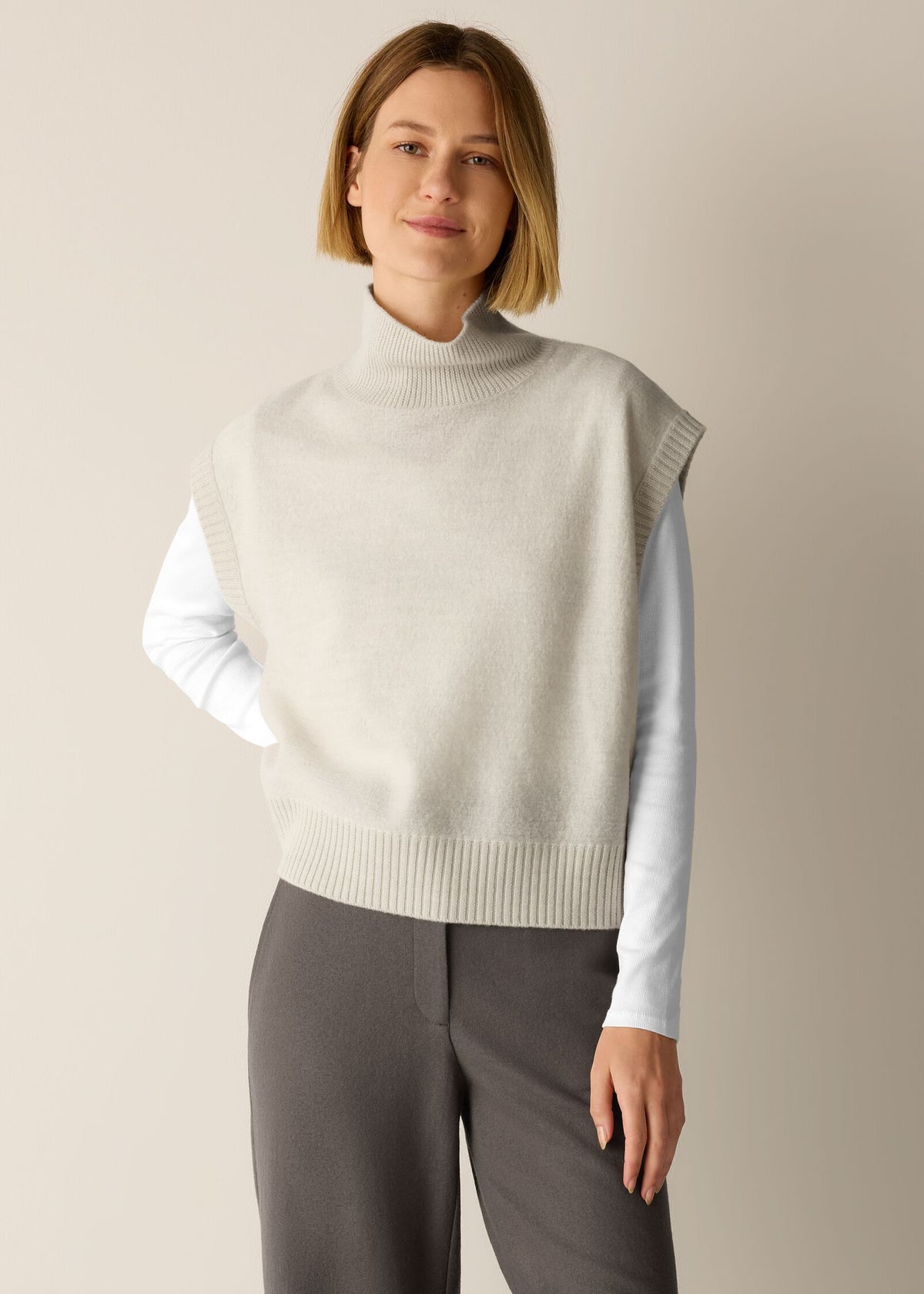 Eileen Fisher - Fine Felted Wool Turtleneck Top in Regenerative Wool