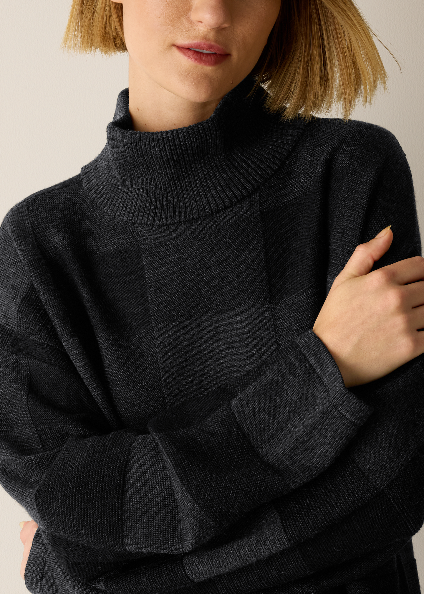 Eileen Fisher - Check Wool Turtleneck Sweater