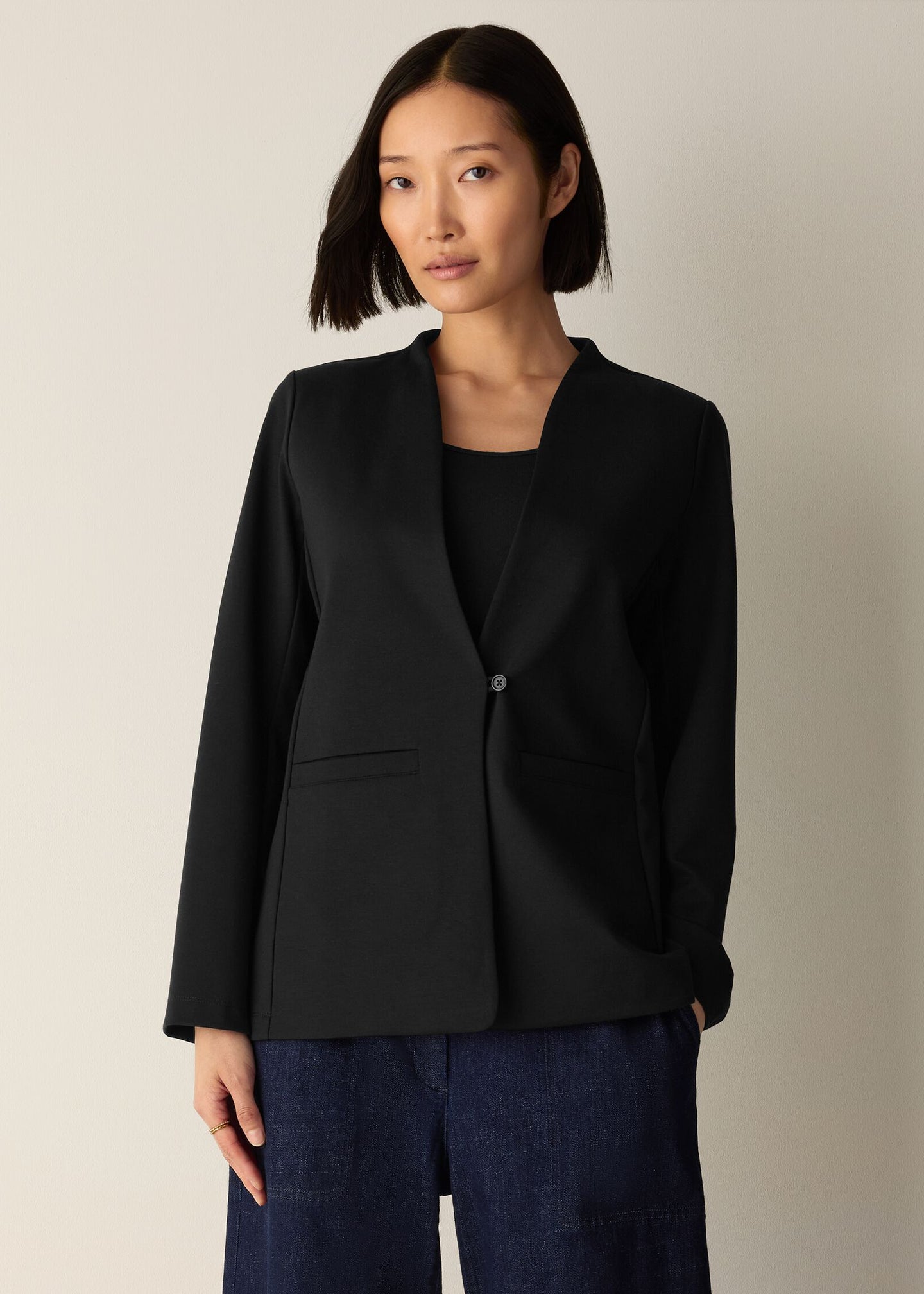 Eileen Fisher - Washable Flex Ponte Collarless Blazer