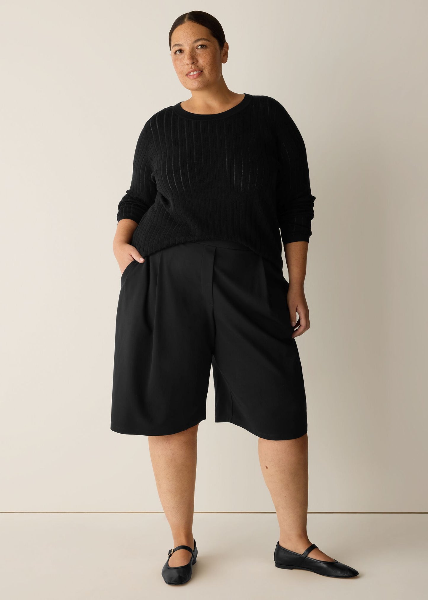 Eileen Fisher - Extra-Fine Ponte Pleated Shorts