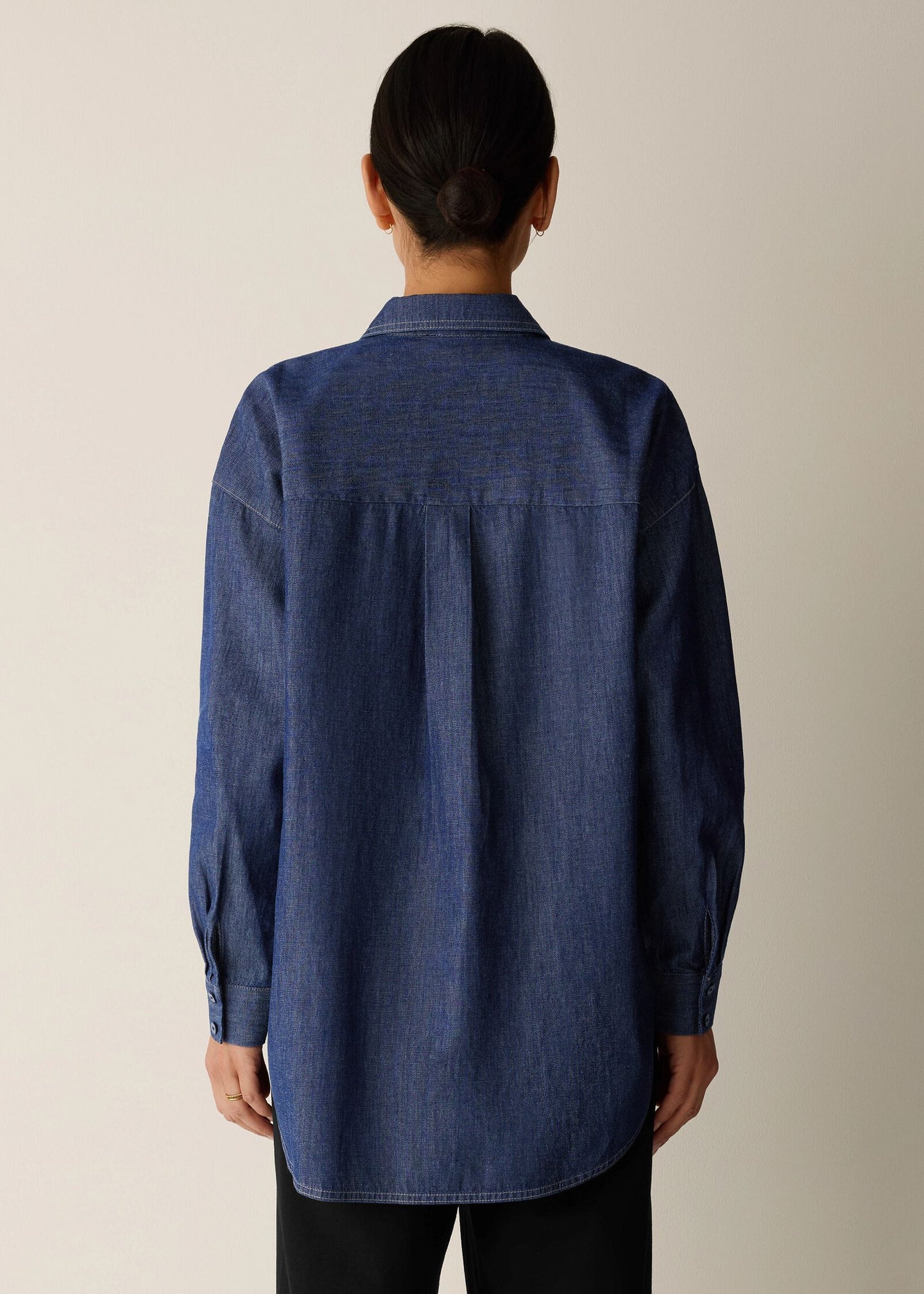 Eileen Fisher - Lightweight Organic Cotton Denim Classic Collar Long Shirt