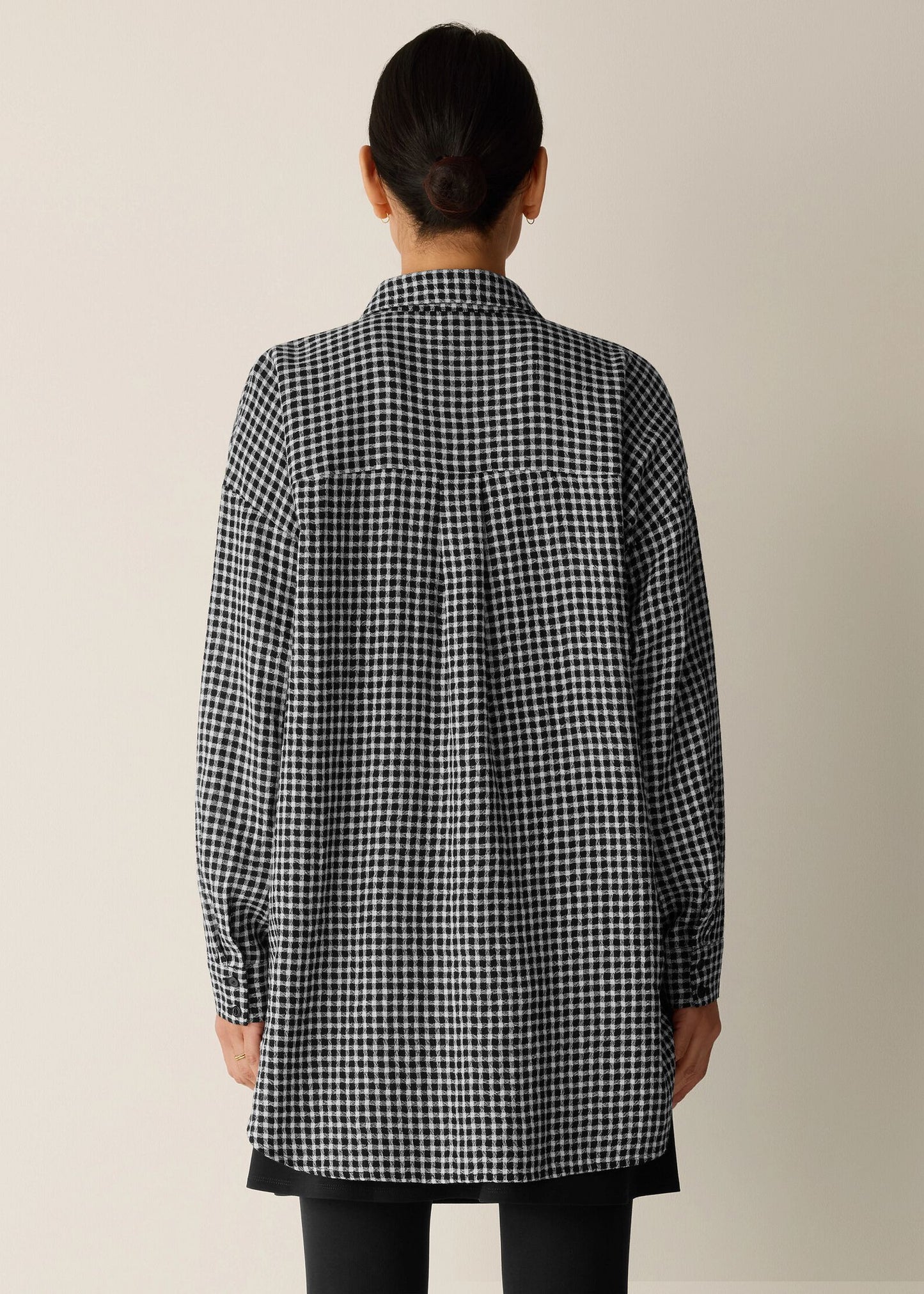 Eileen Fisher - Wool Cotton Check Classic Collar Long Shirt