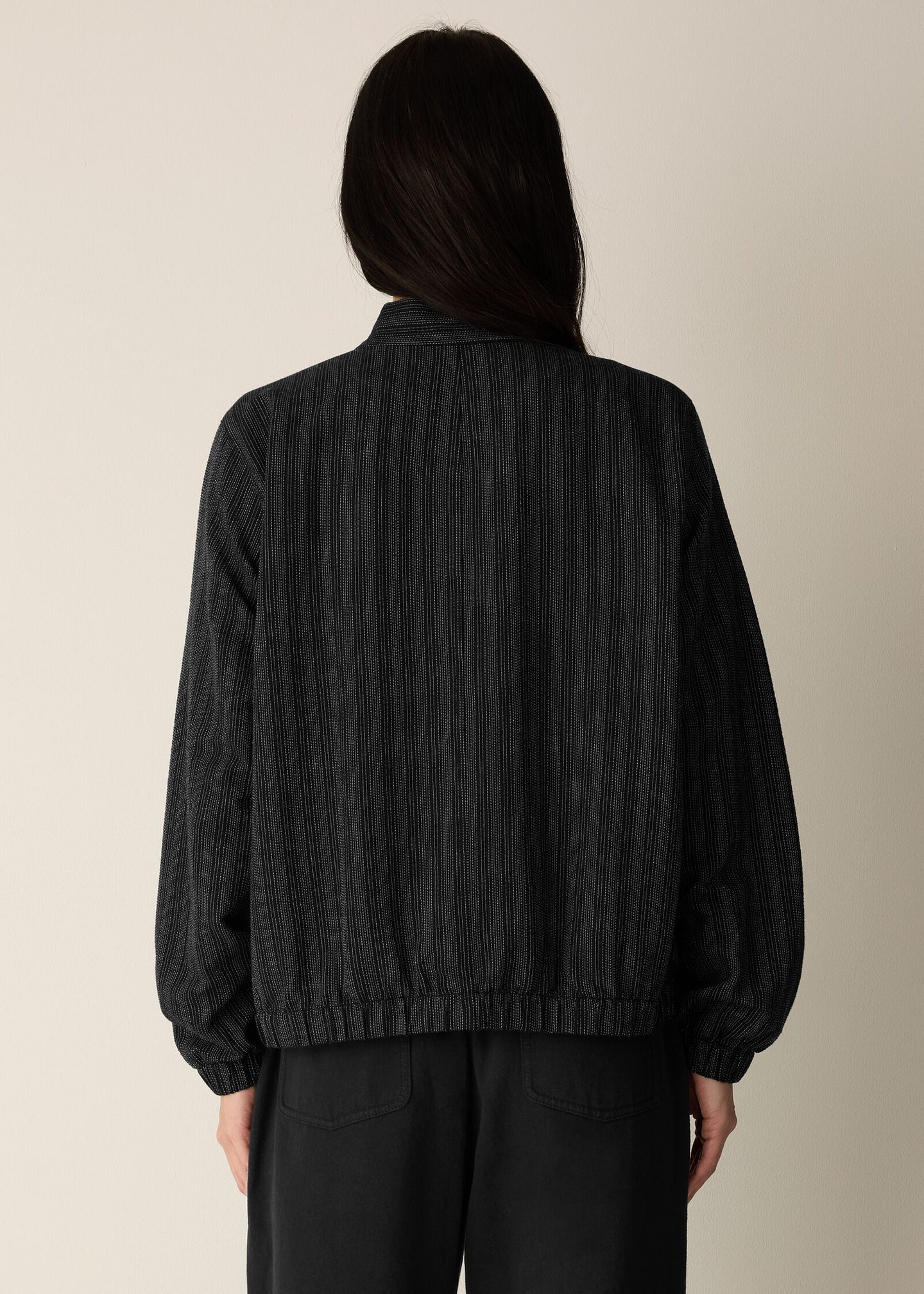 Eileen Fisher - Cotton Blend Stripe Stitch Flight Jacket