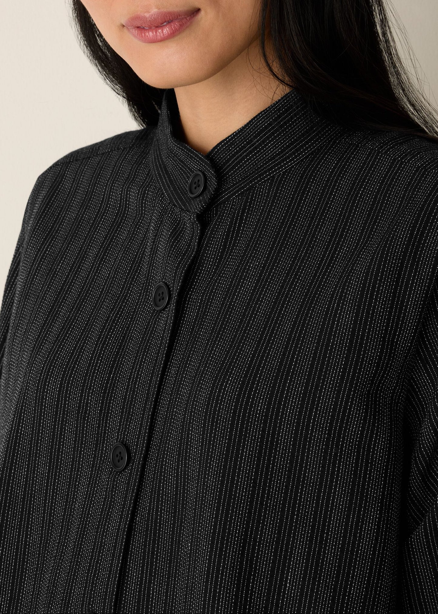 Eileen Fisher - Cotton Blend Stripe Stitch Flight Jacket