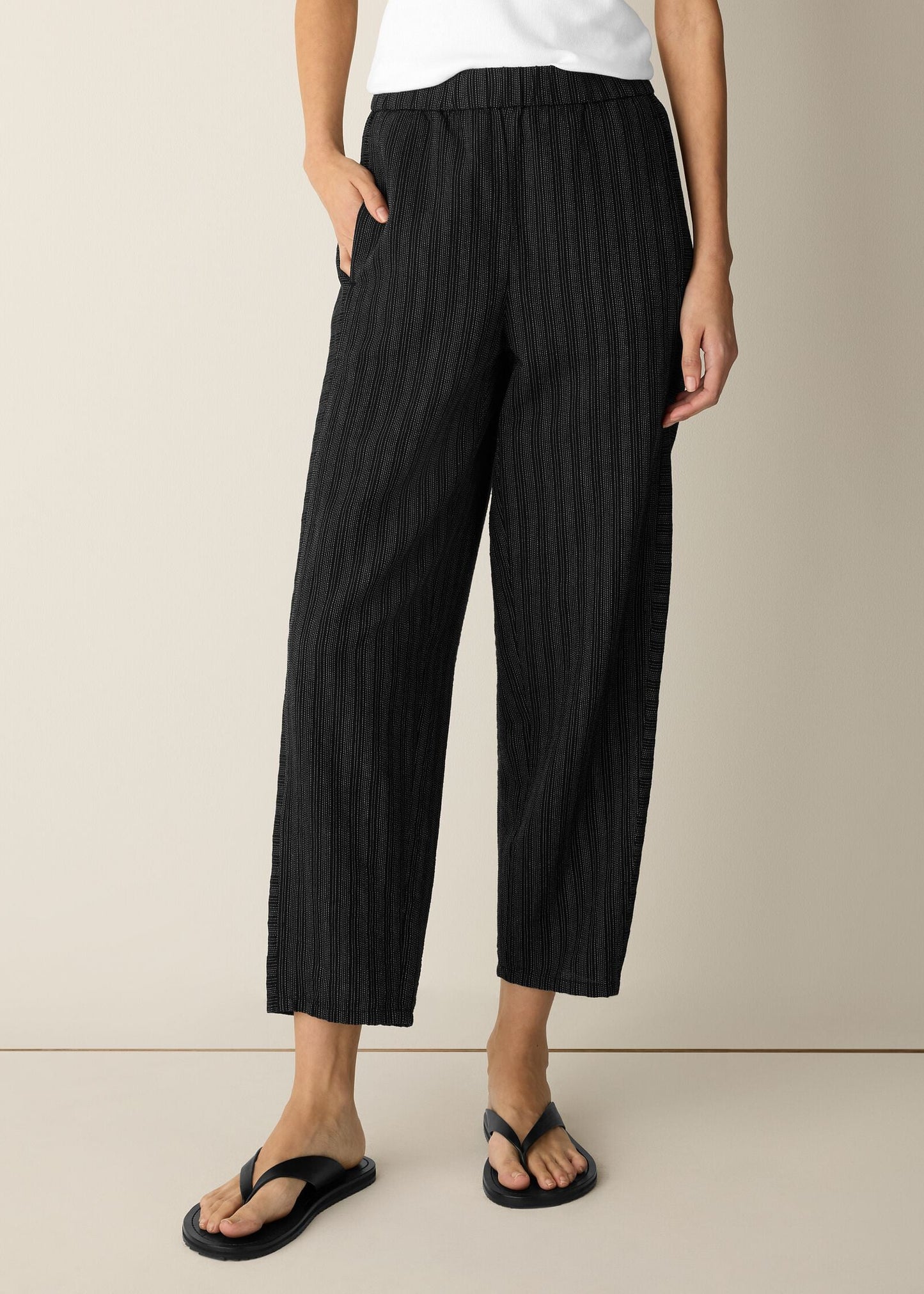 Eileen Fisher - Cotton Blend Stripe Stitch Lantern Pant