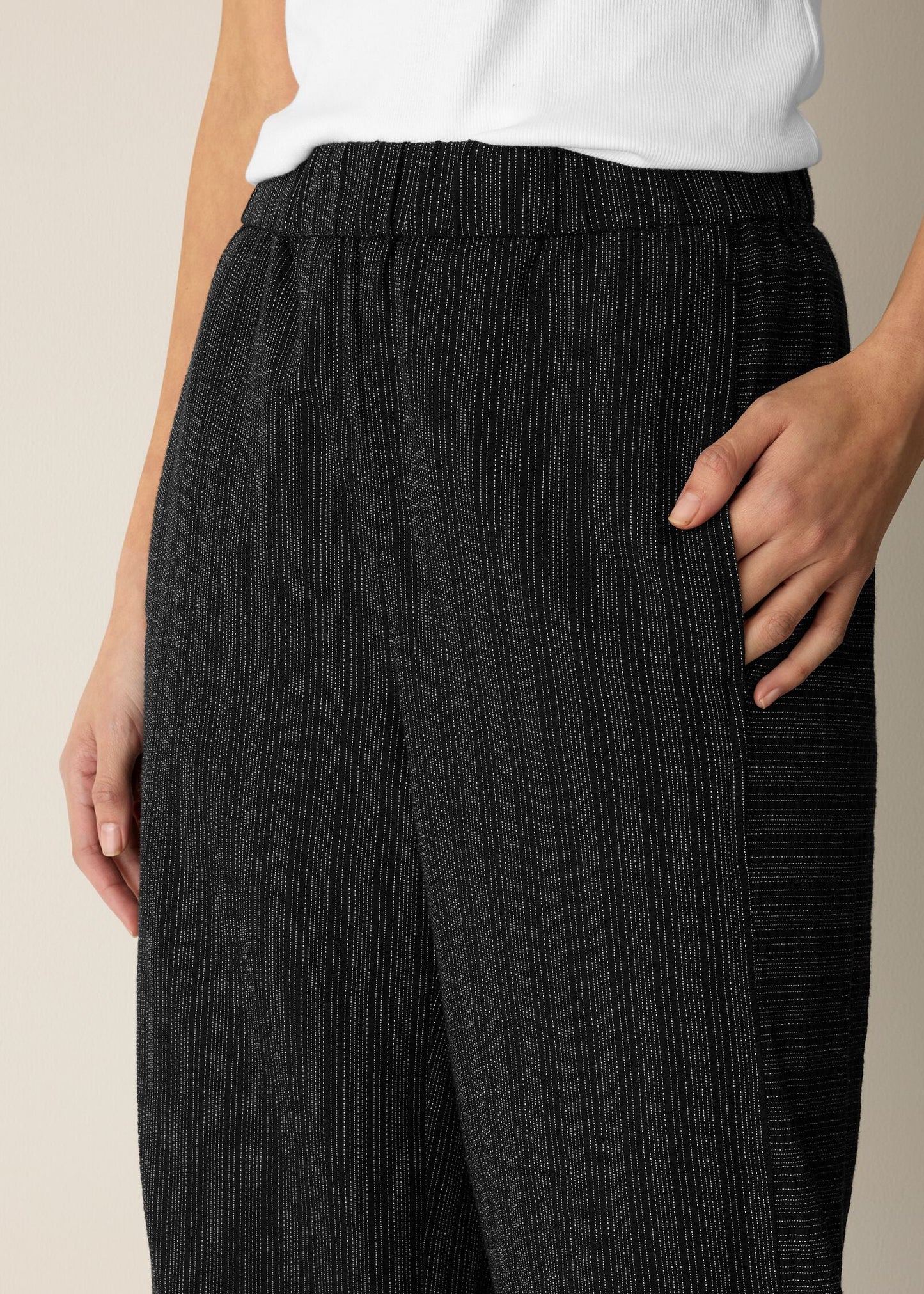 Eileen Fisher - Cotton Blend Stripe Stitch Lantern Pant