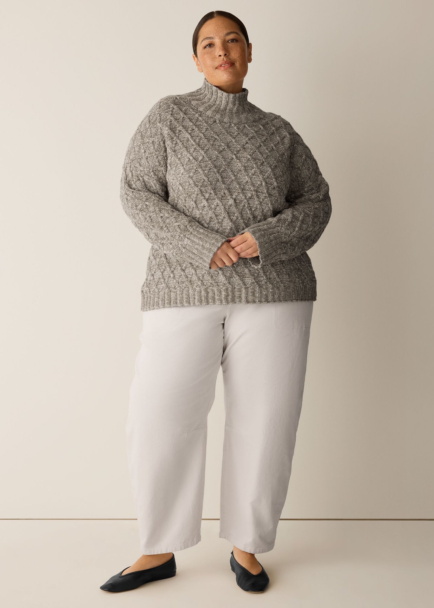 Eileen Fisher - Peruvian Cotton Boucle Fluff Turtleneck