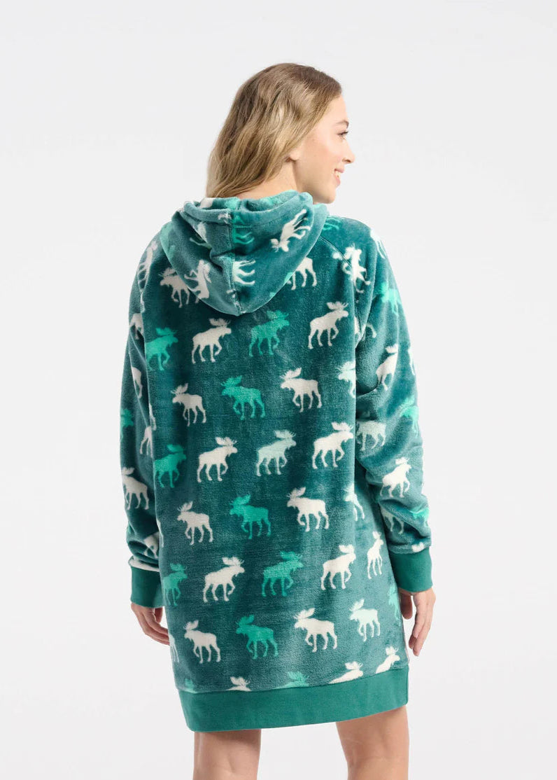Little Blue House - Minty Moose Silhouette Oversized Fleece Hoodie