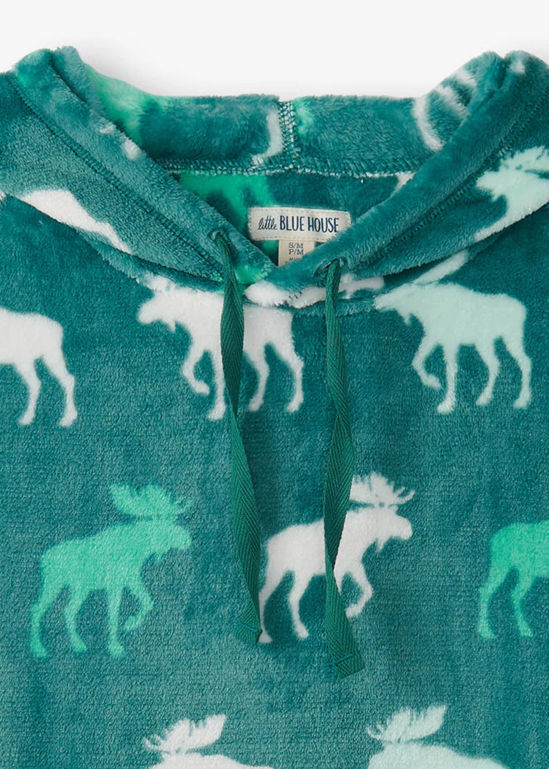 Little Blue House - Minty Moose Silhouette Oversized Fleece Hoodie