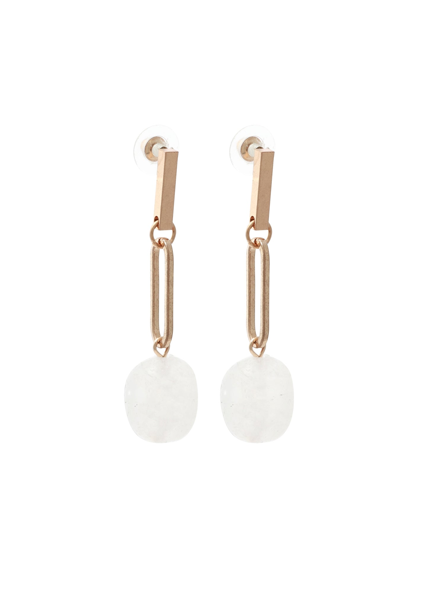 Merx - White Stone Link Drop Earrings