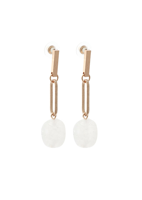 Merx - White Stone Link Drop Earrings