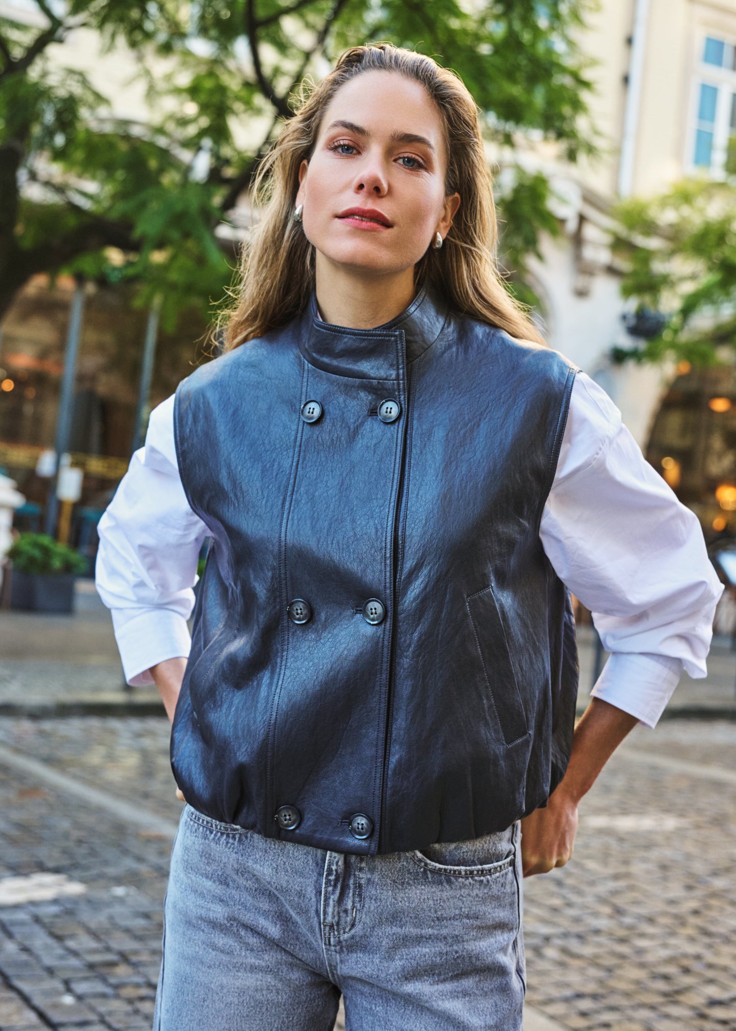Esqualo - Gilet Balloon Double Breasted PU Crinkle