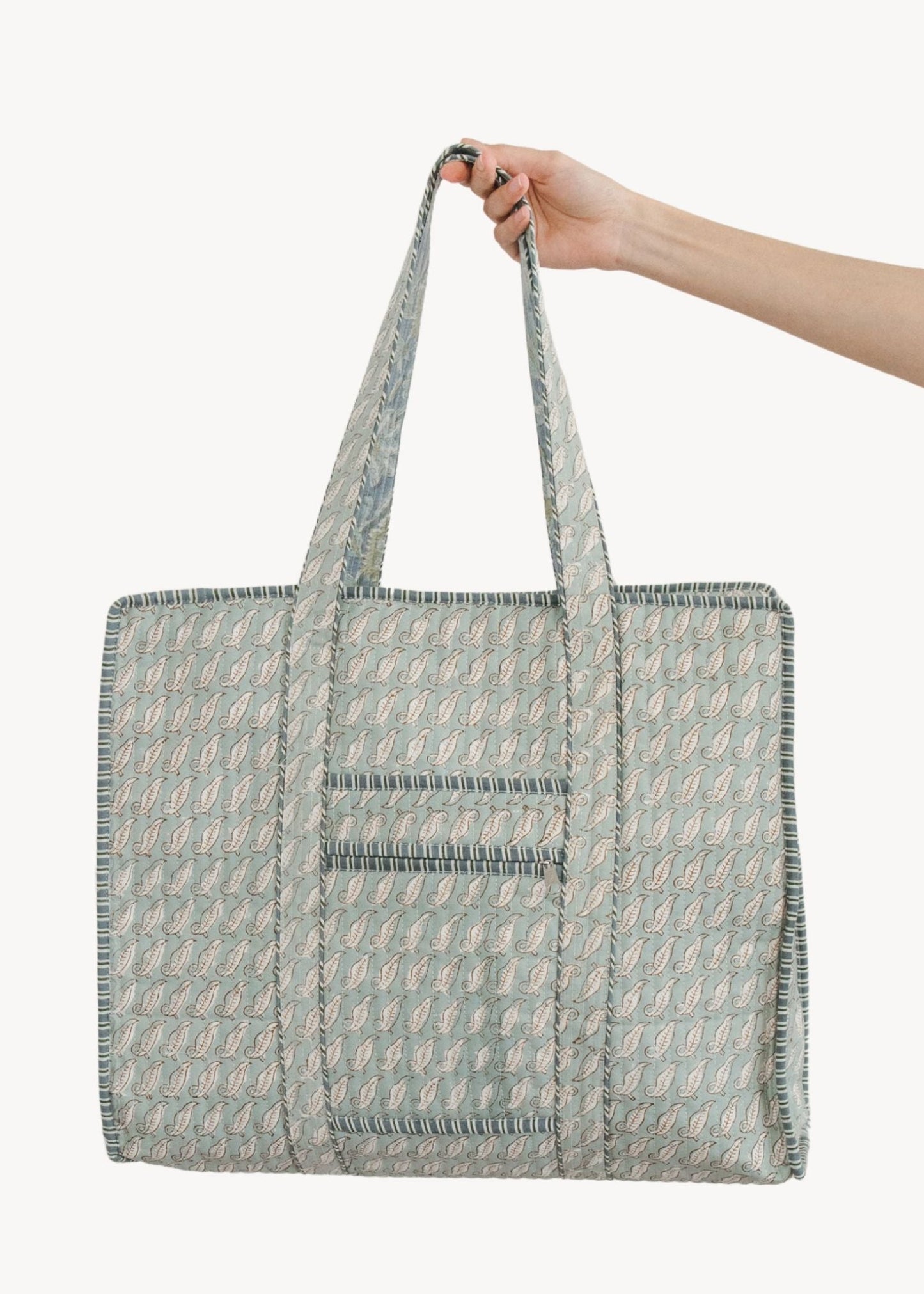 Pokoloko - Teal Leaf Block Print Tote