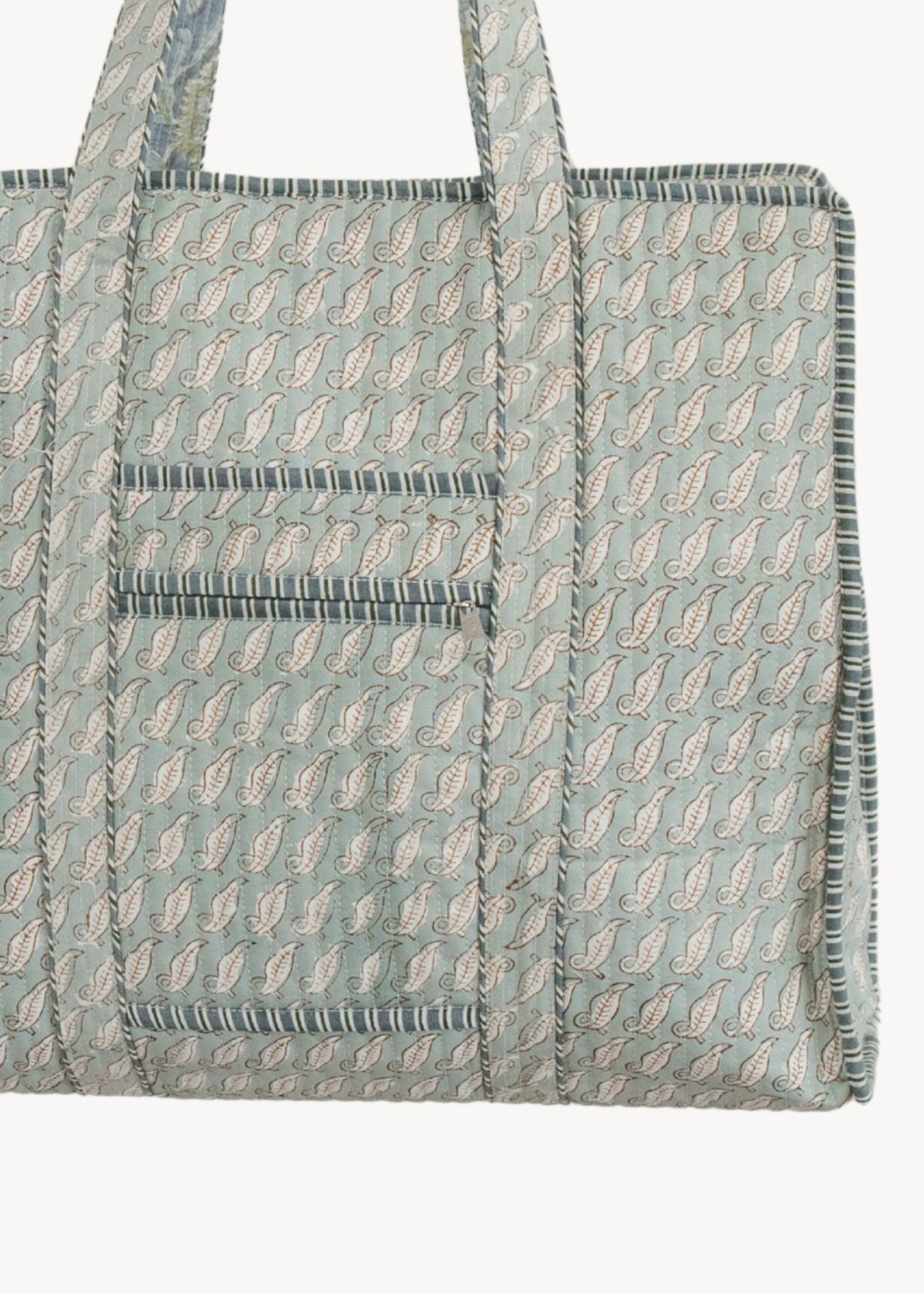 Pokoloko - Teal Leaf Block Print Tote
