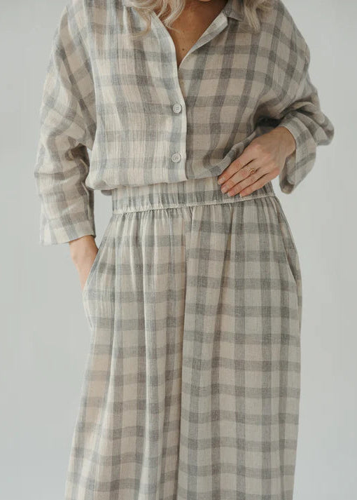 Pokoloko -  Plaid Shirt Blouse with Buttons - SALE
