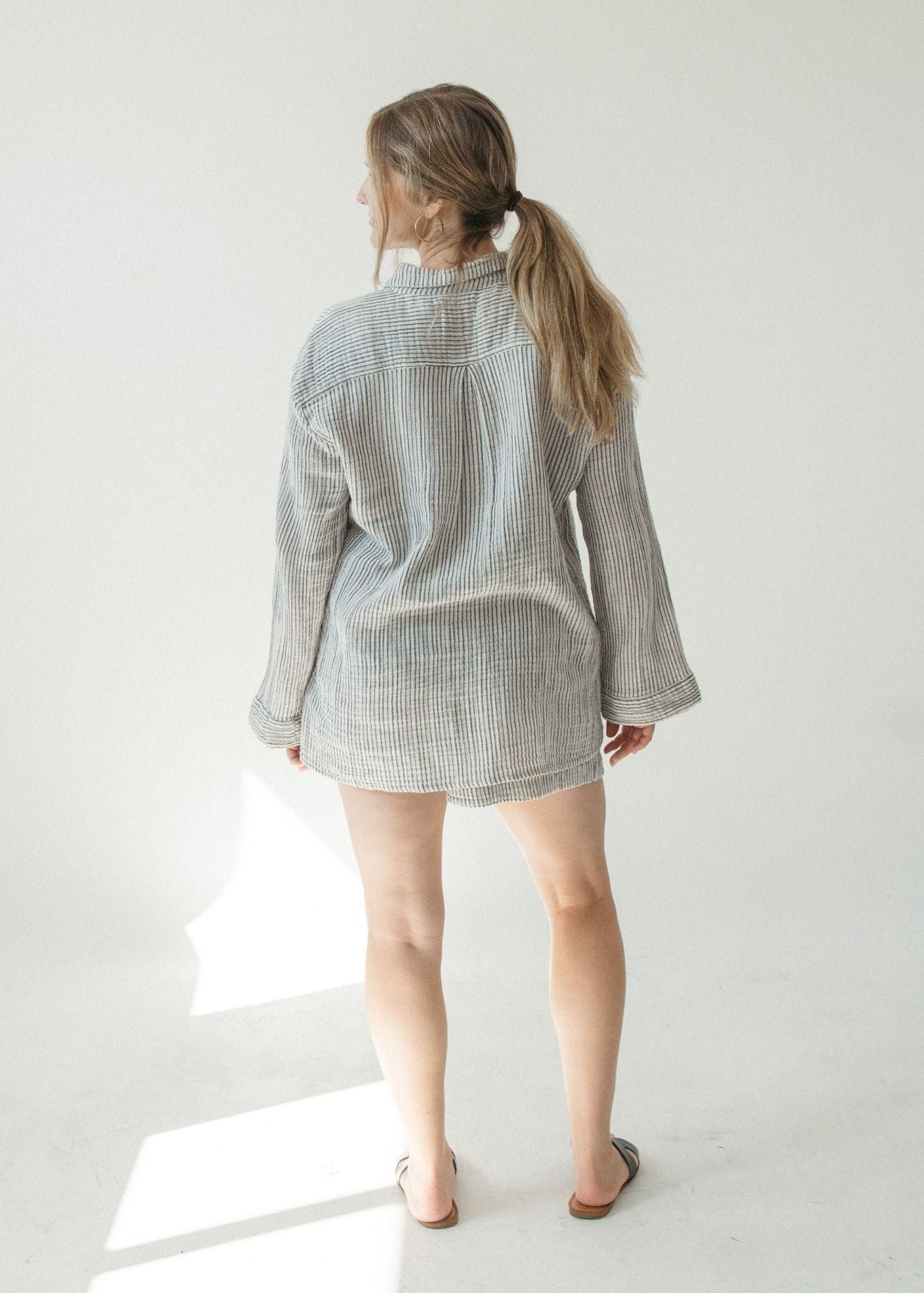 Pokoloko - Striped Crinkle Pocket Shirt with Buttons