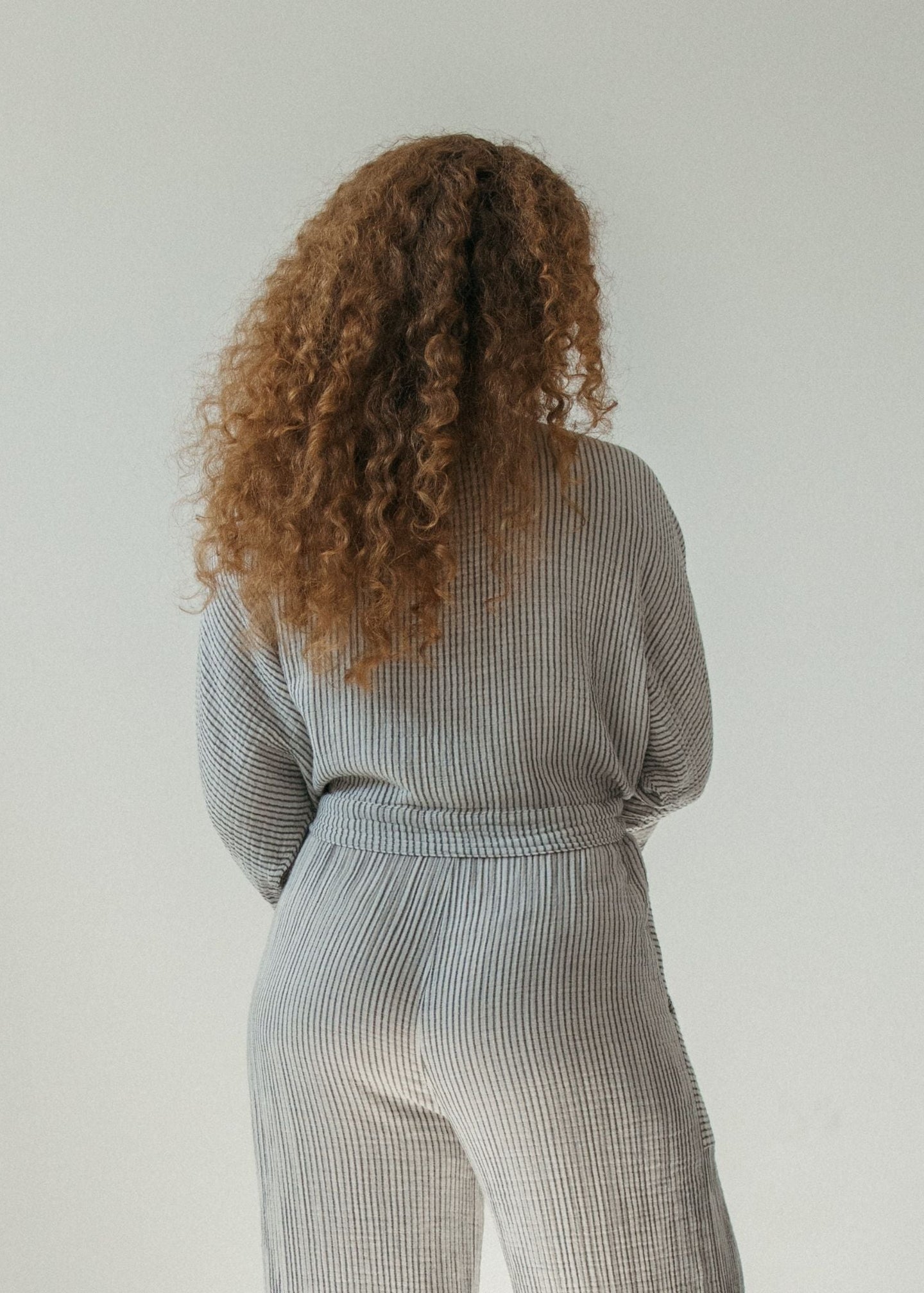 Pokoloko - Striped Crinkle Balloon Sleeve Top