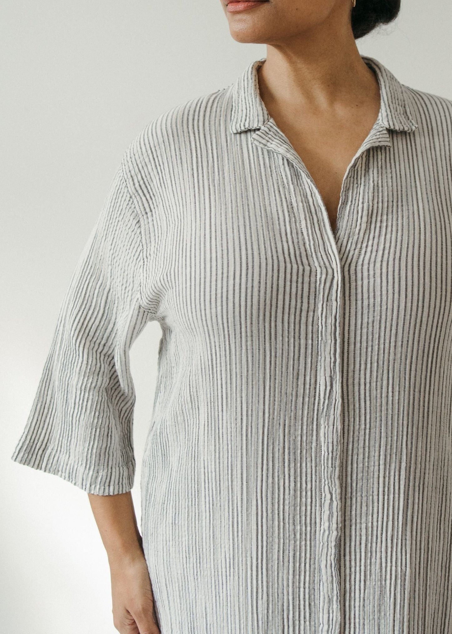 Pokoloko - Striped Crinkle Shirt Dress