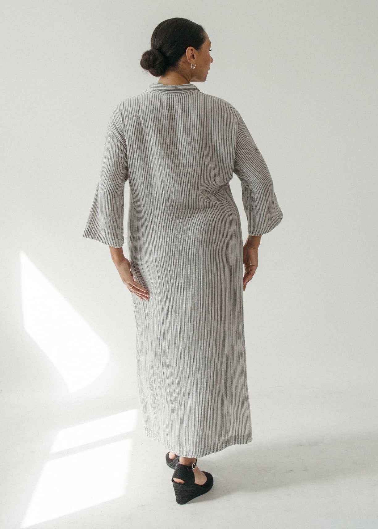 Pokoloko - Striped Crinkle Shirt Dress