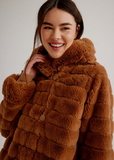 Nikki Jones - Button Up Reversible Faux Fur Coat