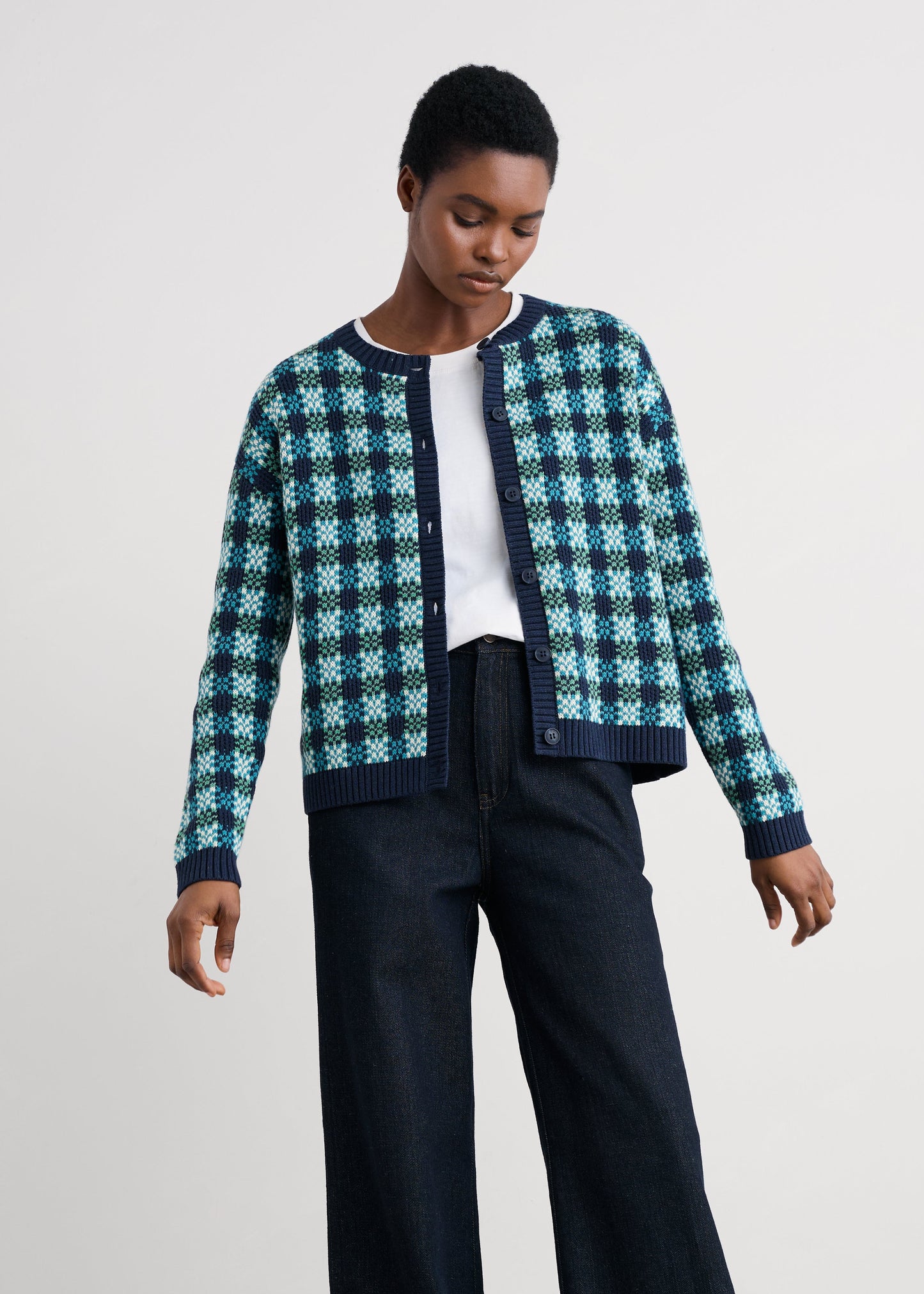 Seasalt - Kensa Organic Cotton Checked Cardigan - SALE