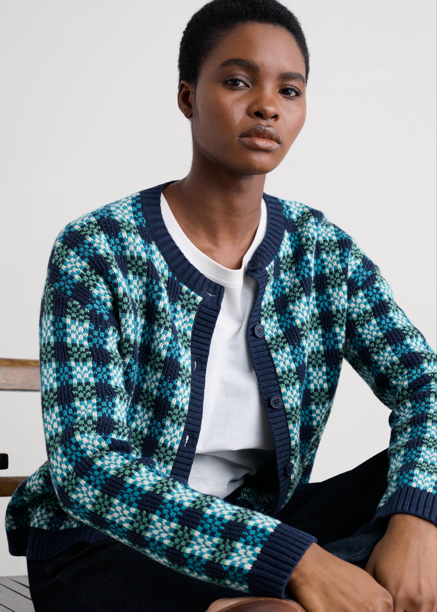 Seasalt - Kensa Organic Cotton Checked Cardigan - SALE