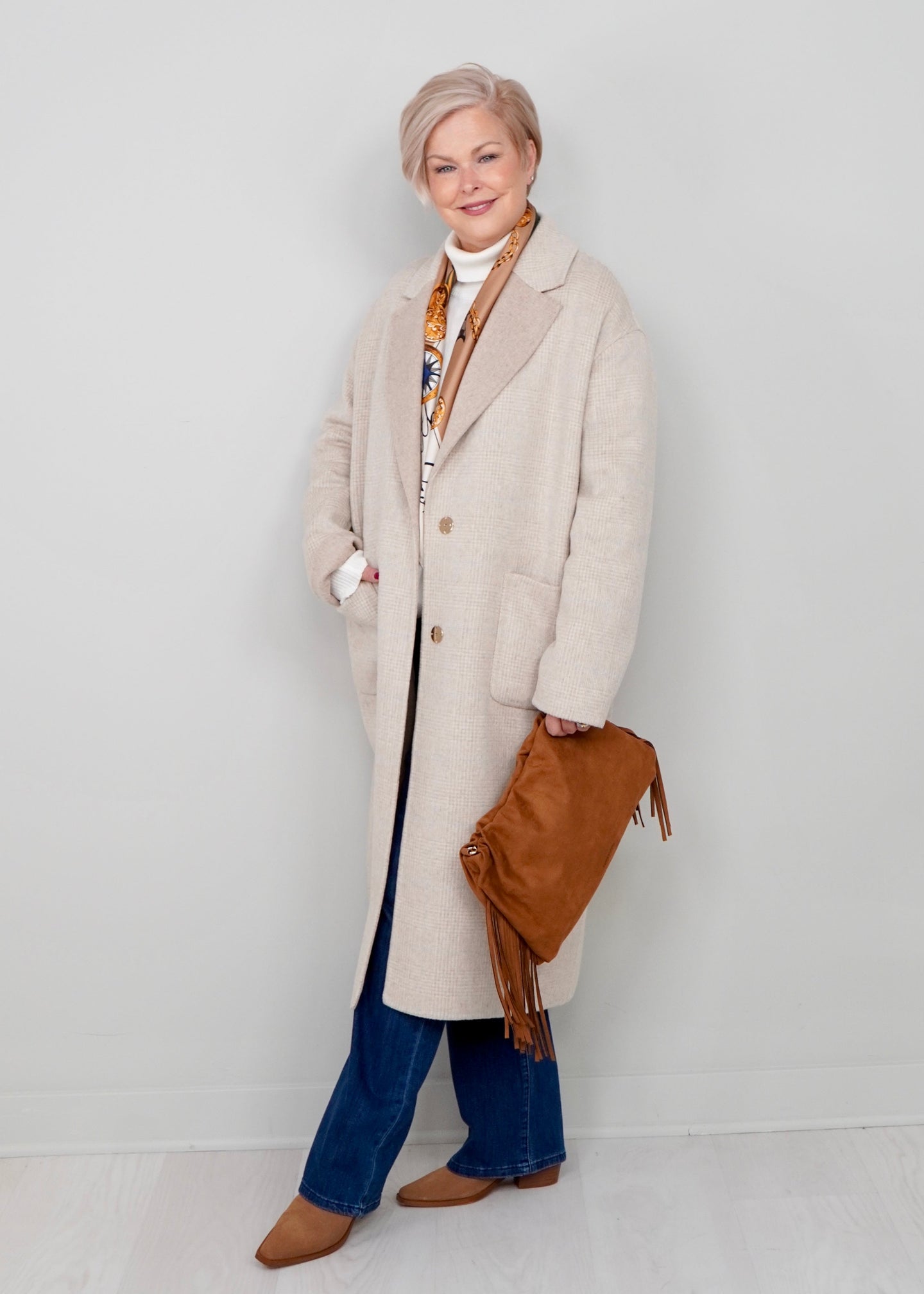 Joseph Ribkoff - Wool Blend Plaid Reversible Boxy Coat