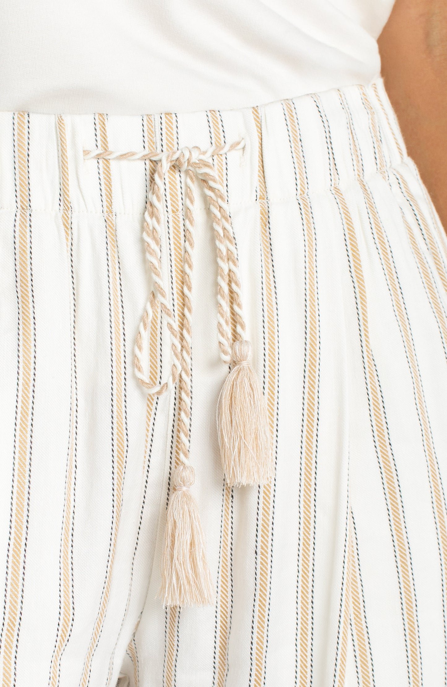 Liverpool - Pantalon court rayé à enfiler et jambes larges