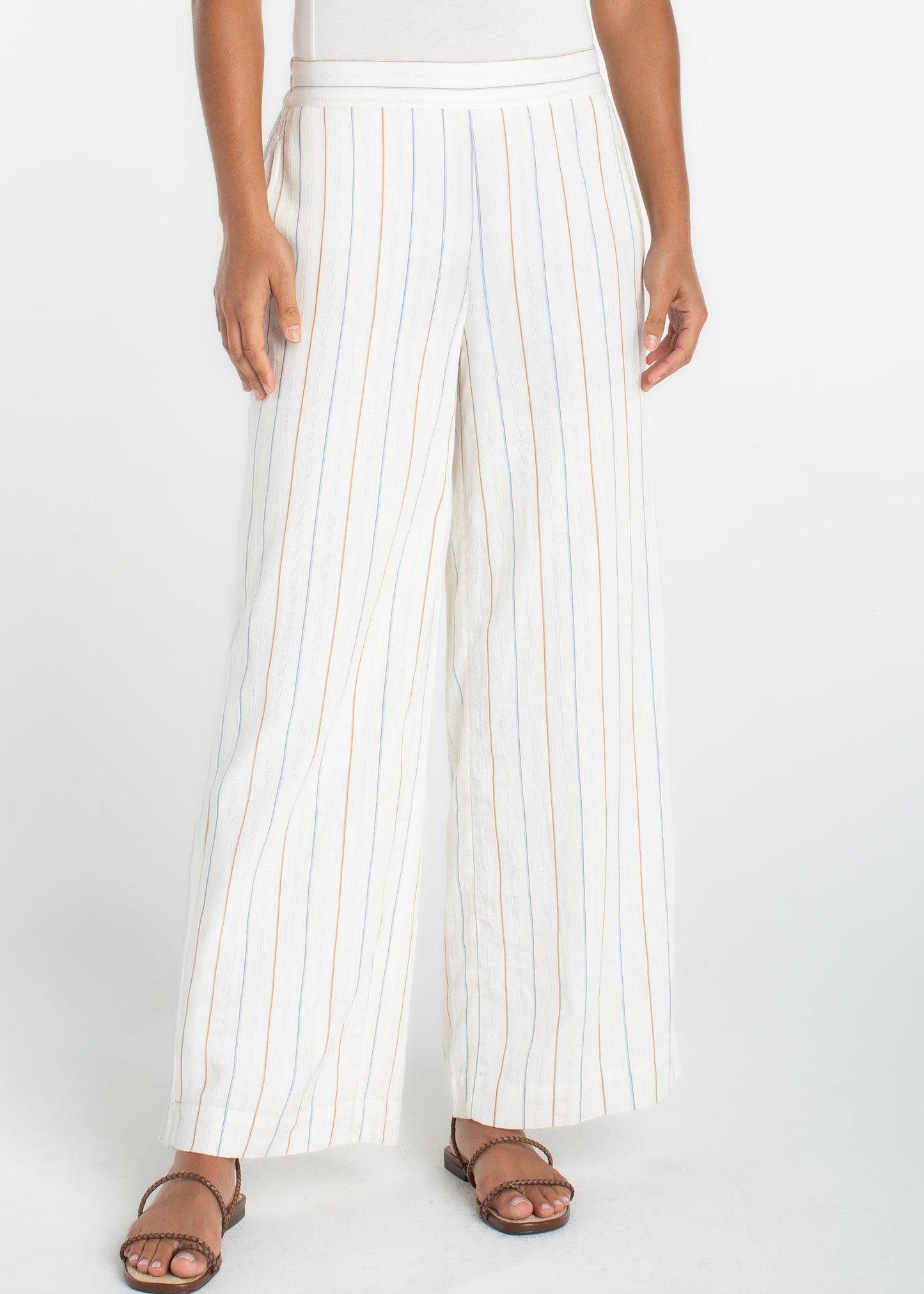 Liverpool - Striped Pull On Wide Leg Pants