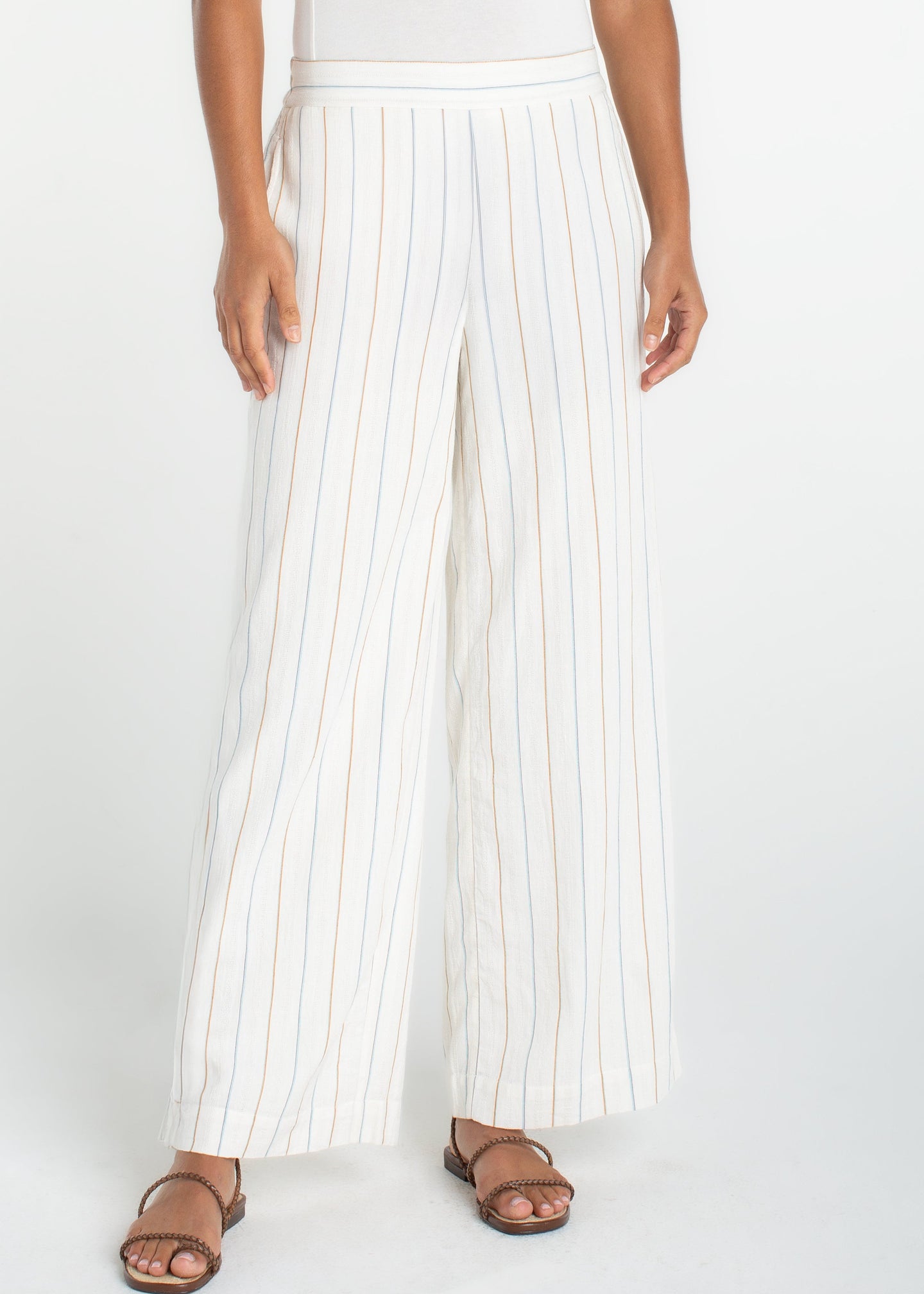 Liverpool - Striped Pull On Wide Leg Pants