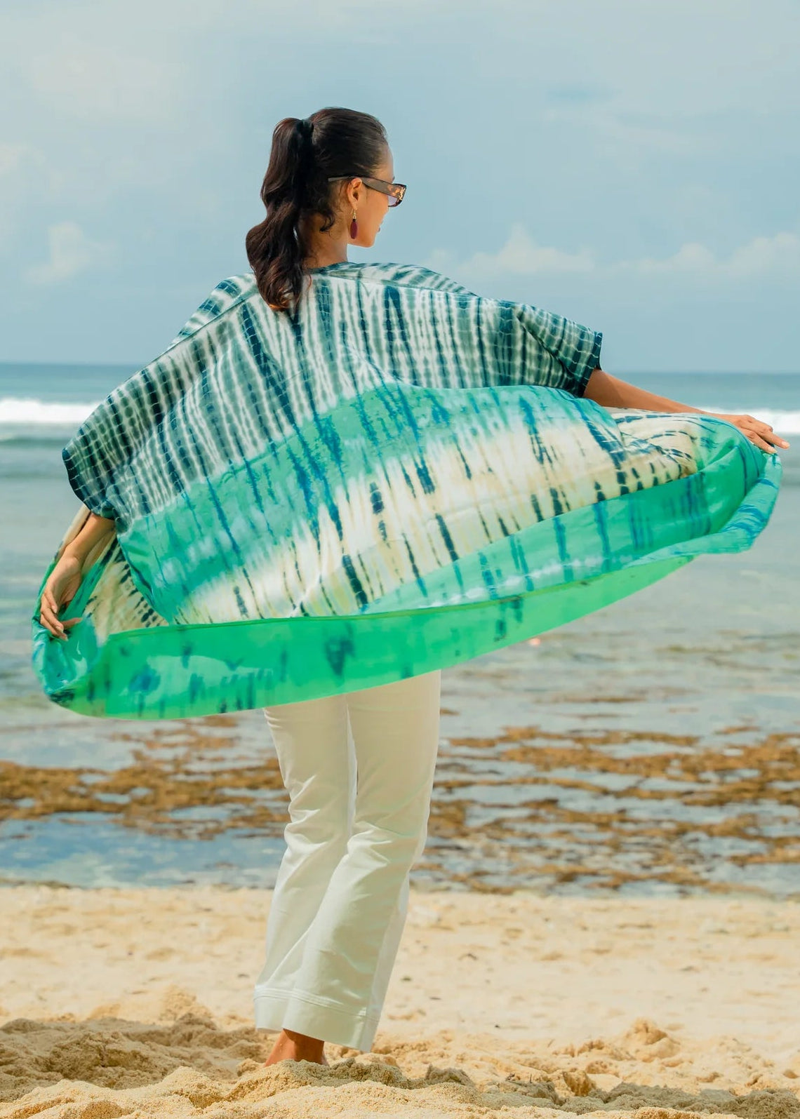 Suzie Blue - Tie Dye Stripe Long Kimono - GIFT WITH PURCHASE