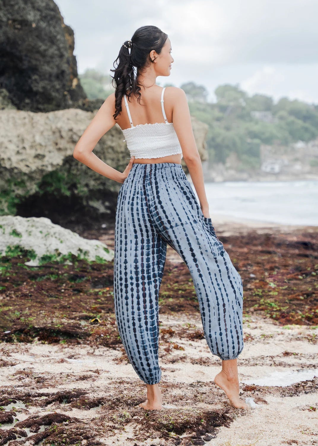 Suzie Blue - Simple Bone Tie Dye Bali Pants - GIFT WITH PURCHASE