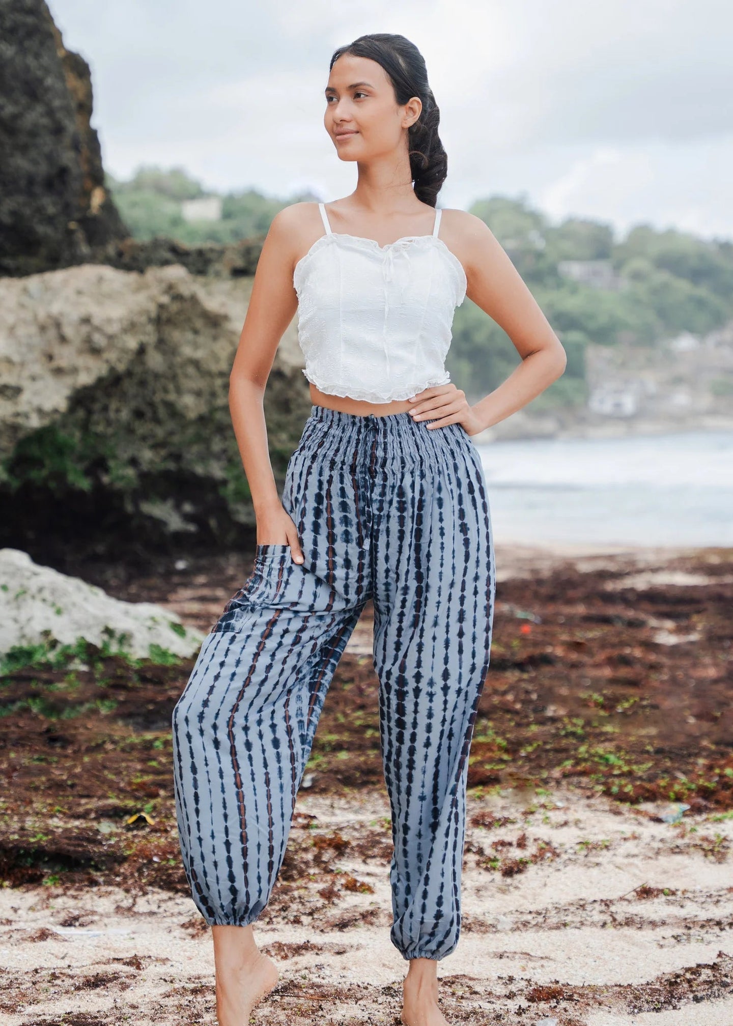 Suzie Blue - Simple Bone Tie Dye Bali Pants - GIFT WITH PURCHASE