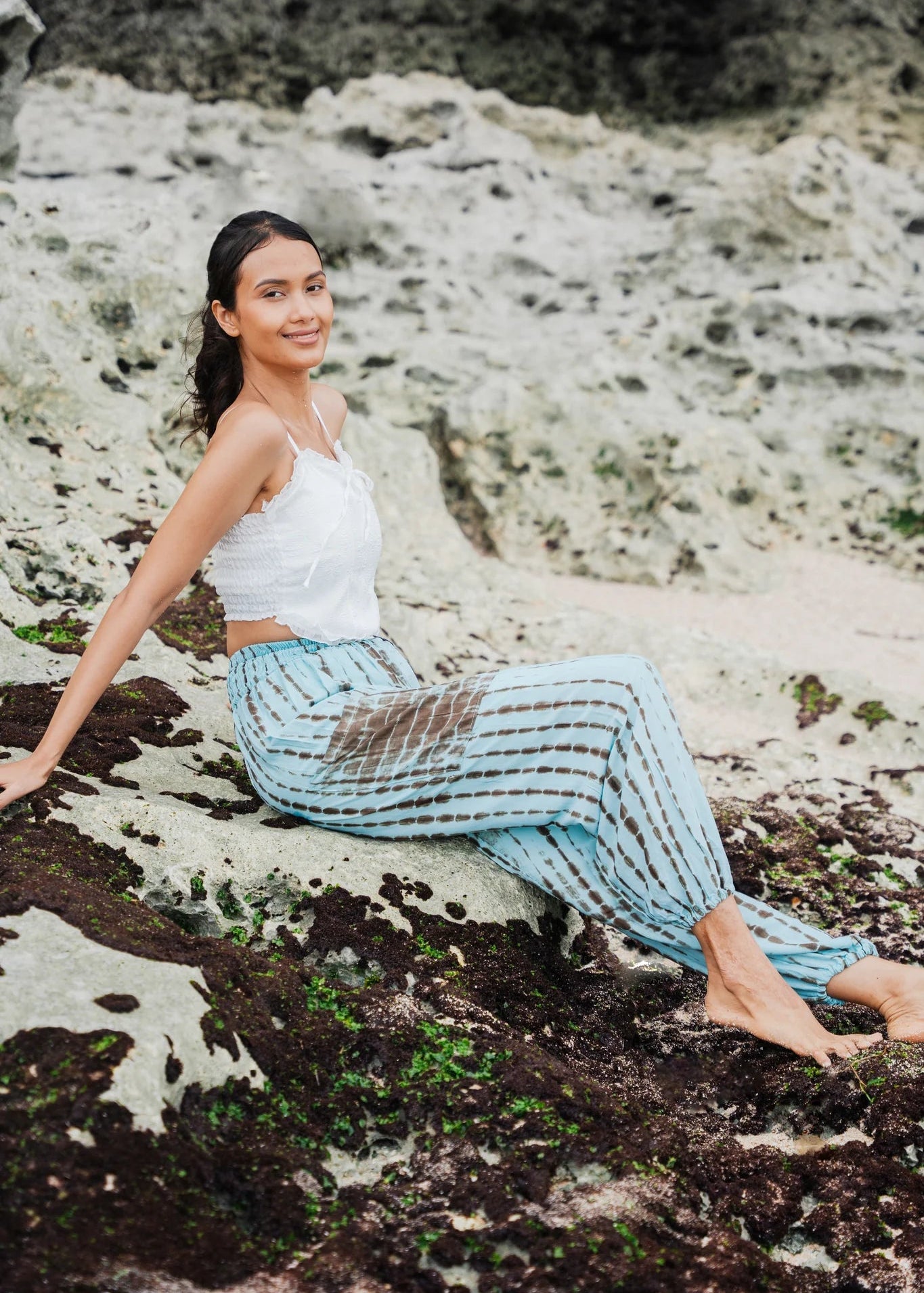 Suzie Blue - Simple Bone Tie Dye Bali Pants - GIFT WITH PURCHASE