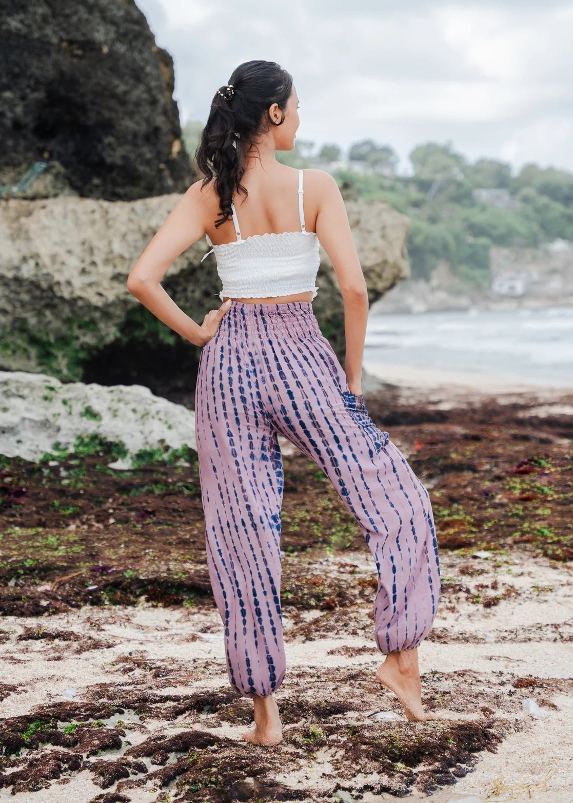 Suzie Blue - Simple Bone Tie Dye Bali Pants - GIFT WITH PURCHASE