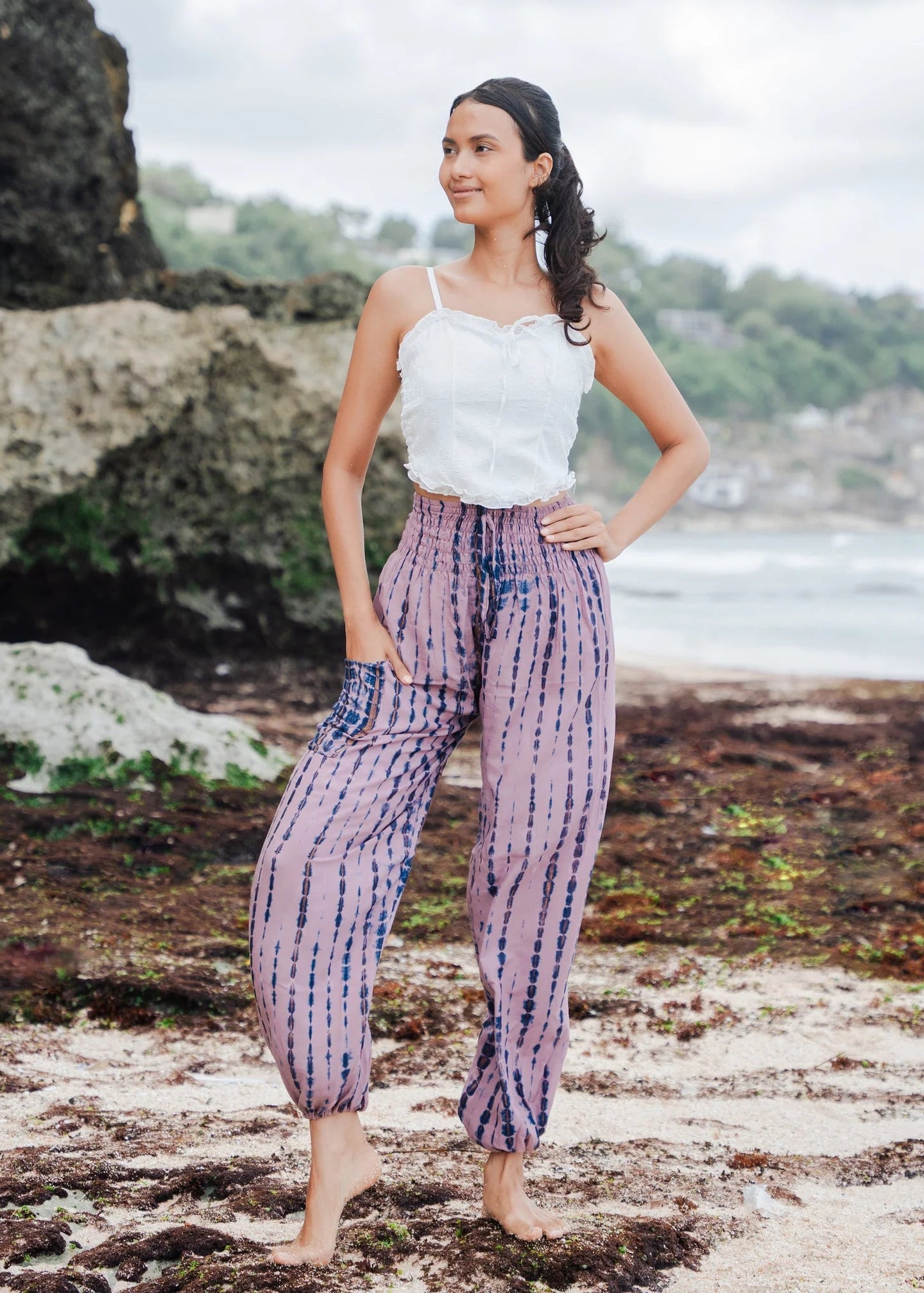Suzie Blue - Simple Bone Tie Dye Bali Pants - GIFT WITH PURCHASE