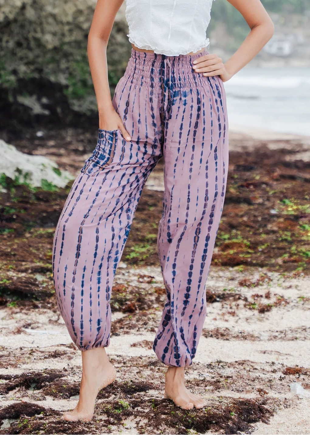 Suzie Blue - Simple Bone Tie Dye Bali Pants - GIFT WITH PURCHASE