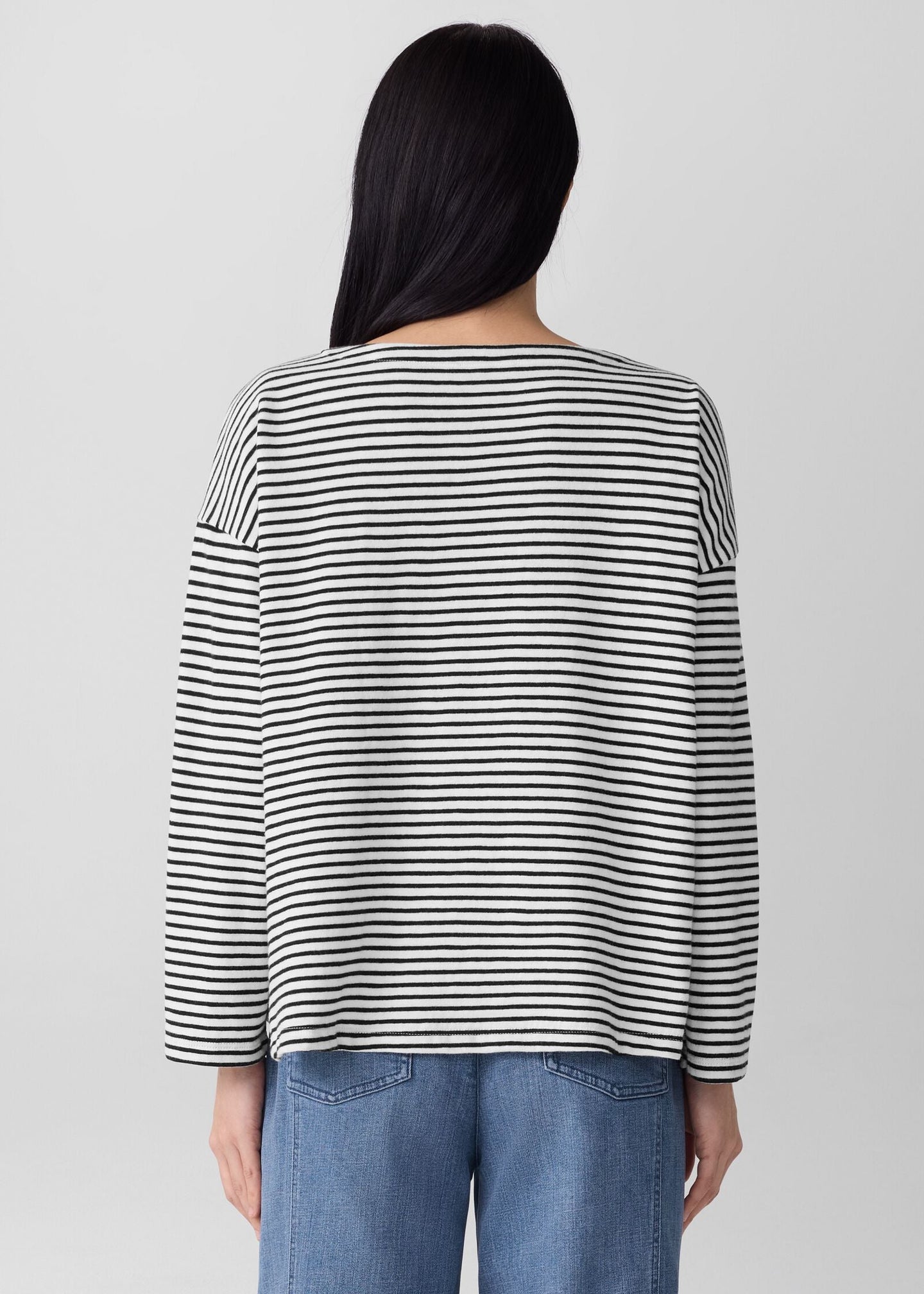Eileen Fisher - Striped Organic Cotton Slub Bateau Neck Top